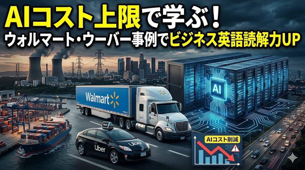 AIコスト上限のニュースで学ぶビジネス英語｜ウォルマート・ウーバー事例で読解と要約力UP