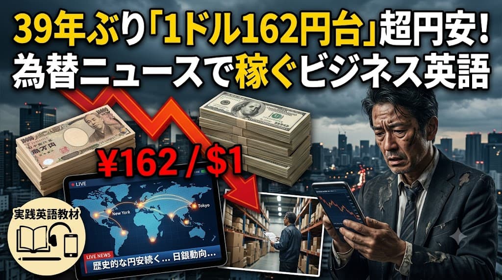 39年ぶりの円安・1ドル162円台で学ぶビジネス英語｜為替ニュースで実践力を磨く教材