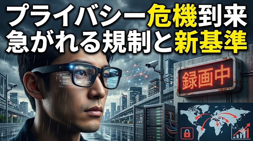 AIグラスと「撮影中」サイン|プライバシーで学ぶビジネス英語