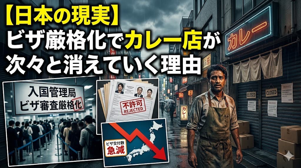 【ビジネス英語】日本のビザ厳格化とカレー店閉店で学ぶニュース英語教材