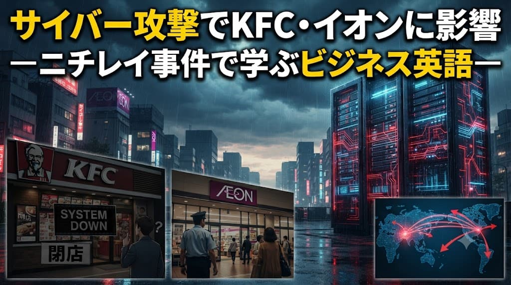 サイバー攻撃でKFC・イオンに影響|ニチレイ事件で学ぶビジネス英語